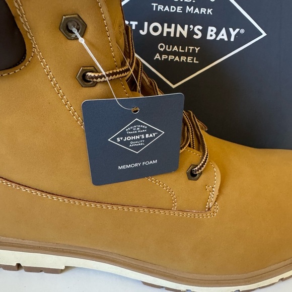 St. John's Bay Brock Block Heel Lace Up Boots, Wheat Light Tan, Size 12, NWT - Picture 4 of 9